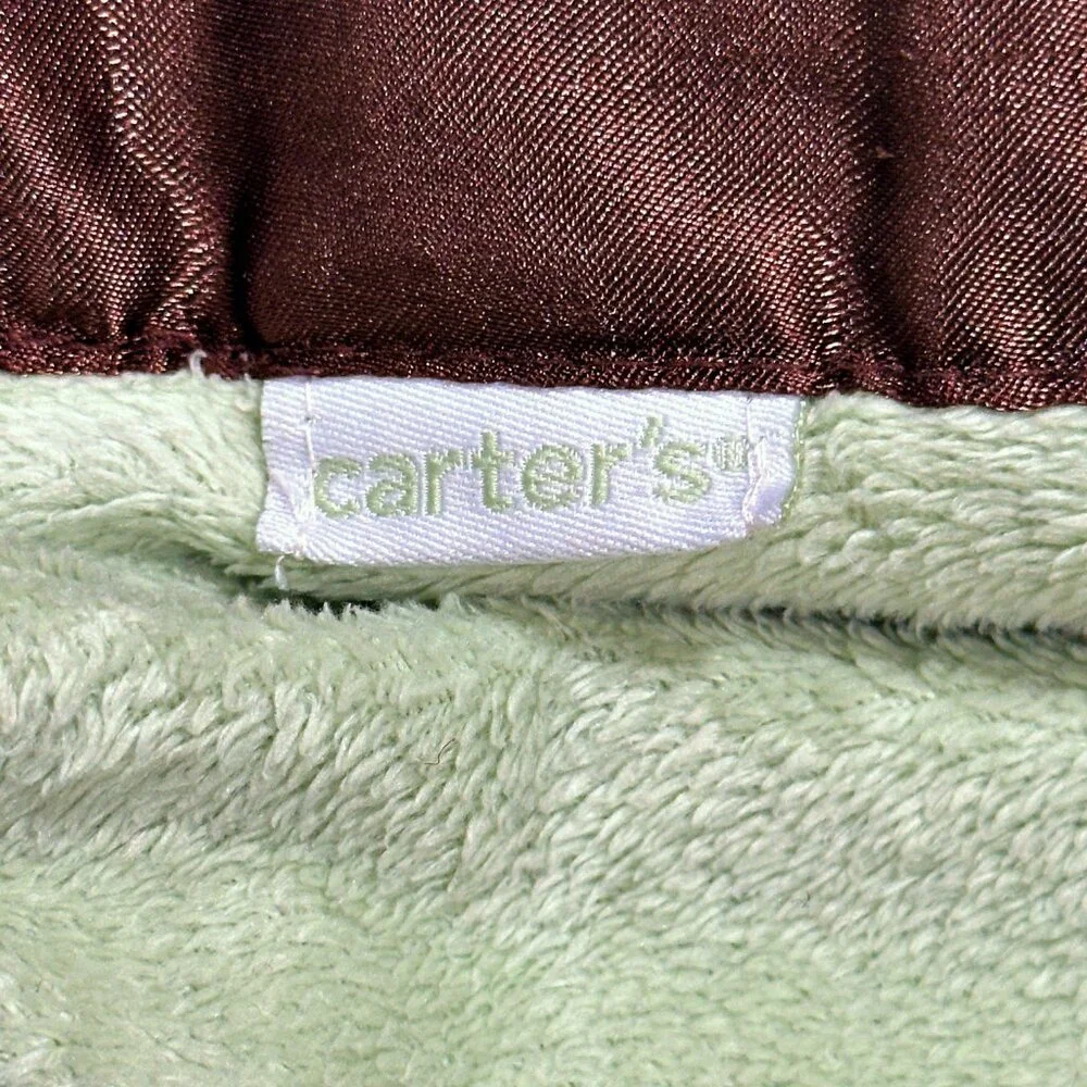 CARTERS Baby Blanket Lovey Monkey Going Bananas Satin Trim 30 x 38 Green Brown